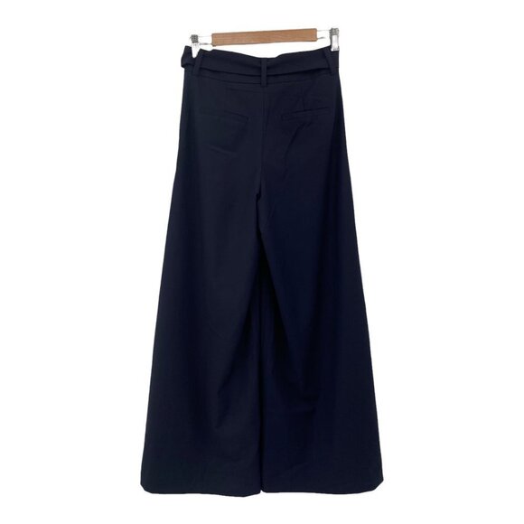Olivia Polermo Chelsea28 Womens Navy Belted Wide Leg Wool Blend Palazzo Pants 0 - Picture 3 of 9